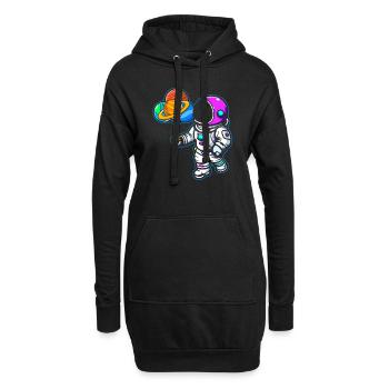 Astronaut Holding Planet Ballons Sonnensystem - Hoodie-Kleid - Schwarz - Vorne