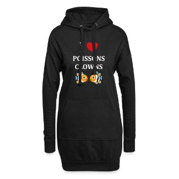 Humour petit poisson clown - Sweat-shirt à capuche long Femme - noir - Devant