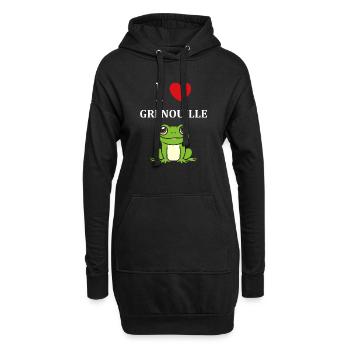 Petite grenouille - Sweat-shirt à capuche long Femme - noir - Devant