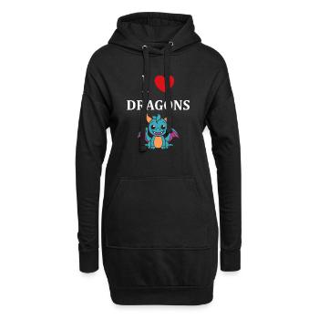 Bébé dragon - Sweat-shirt à capuche long Femme - noir - Devant