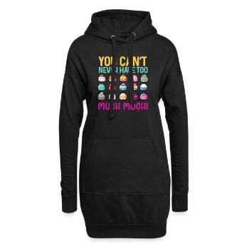 Mochi Japanischer Reiskuchen Süßigkeiten Snack Süßes Mochi - Hoodie-Kleid - Schwarz - Vorne