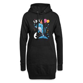 J'ai 6 ans Delfine Delfin 6ème anniversaire - Sweat-shirt à capuche long Femme - noir - Devant