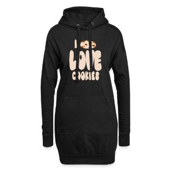 Ich liebe Kekse - Hoodie-Kleid - Schwarz - Vorne