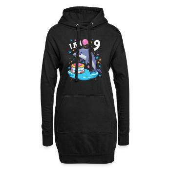 J’ai 9 ans Dauphins Dauphin 9ème anniversaire - Sweat-shirt à capuche long Femme - noir - Devant