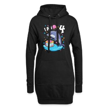 J’ai 4 ans Dauphins Dauphin 4e anniversaire - Sweat-shirt à capuche long Femme - noir - Devant