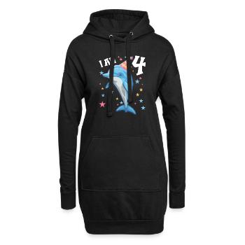 J’ai 4 ans Dauphins Dauphin 4e anniversaire - Sweat-shirt à capuche long Femme - noir - Devant