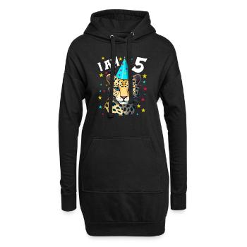 J’ai 5 ans Léopard Léopard 5e anniversaire - Sweat-shirt à capuche long Femme - noir - Devant