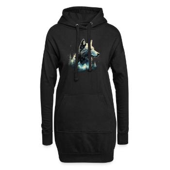 Wolf Berge Natur Geschenk - Hoodie-Kleid - Schwarz - Vorne