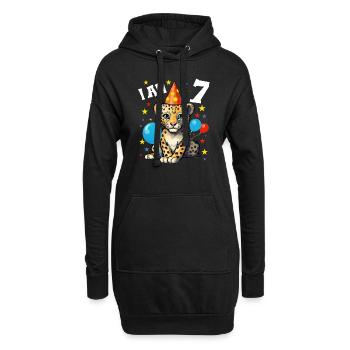 Ich bin 7 Jahre alt Leoparde Leopard 7. Geburtstag - Hoodie-Kleid - Schwarz - Vorne