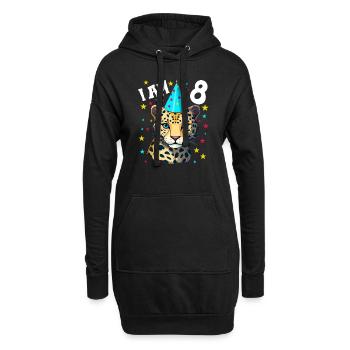 J’ai 8 ans Léopard Léopard 8e anniversaire - Sweat-shirt à capuche long Femme - noir - Devant