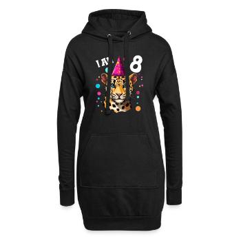 J’ai 8 ans Léopard Léopard 8e anniversaire - Sweat-shirt à capuche long Femme - noir - Devant