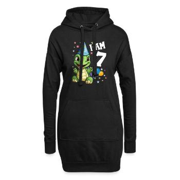 Ich bin 7 Schildkröten Schildkröte 7. Geburtstag - Hoodie-Kleid - Schwarz - Vorne