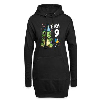 Je suis 9 Tortues Tortue 9e anniversaire - Sweat-shirt à capuche long Femme - noir - Devant