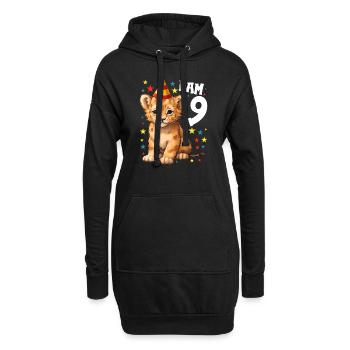 J’ai 9 ans Lion Lion 9e anniversaire - Sweat-shirt à capuche long Femme - noir - Devant