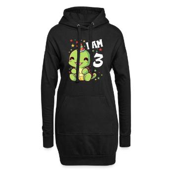 Ich bin 3 Schildkröten Schildkröte 3. Geburtstag - Hoodie-Kleid - Schwarz - Vorne
