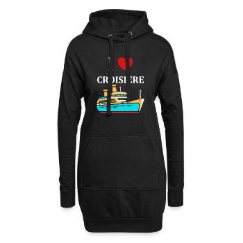 I love Croisière - Sweat-shirt à capuche long Femme - noir - Devant