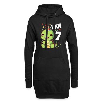 Ich bin 7 Schildkröten Schildkröte 7. Geburtstag - Hoodie-Kleid - Schwarz - Vorne