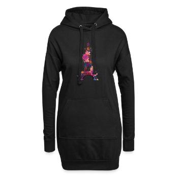Paris, France, Tour Eiffel, Souvenir - Sweat-shirt à capuche long Femme - noir - Devant