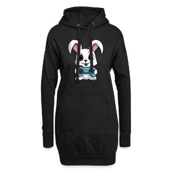 Mignon Lapin Joueur Drôle Lapin De Jeu - Sweat-shirt à capuche long Femme - noir - Devant