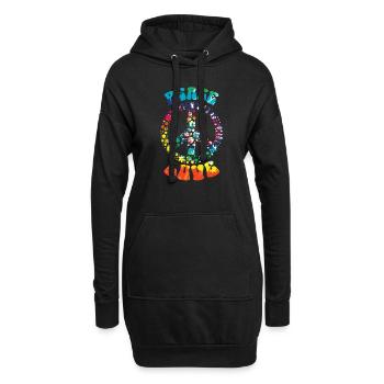Groovy Tie Dye rétro des années 70 Hippie Vintage - Sweat-shirt à capuche long Femme - noir - Devant