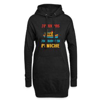Bateau humour péniche - Sweat-shirt à capuche long Femme - noir - Devant