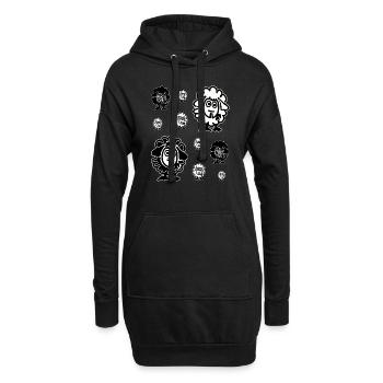 Troupeau de moutons blancs et de moutons noirs - Sweat-shirt à capuche long Femme - noir - Devant