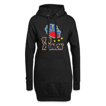 idee cadeau drapeau carte ile de la reunion 974 - Sweat-shirt à capuche long Femme - noir - Devant