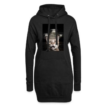 Lustiges Katzen Selfie Vor UFOs Katze UFO - Hoodie-Kleid - Schwarz - Vorne