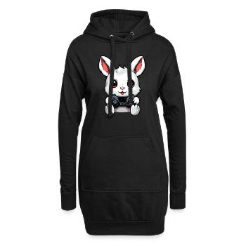Süßer Kaninchenspieler Gaming Hasenliebhaber - Hoodie-Kleid - Schwarz - Vorne