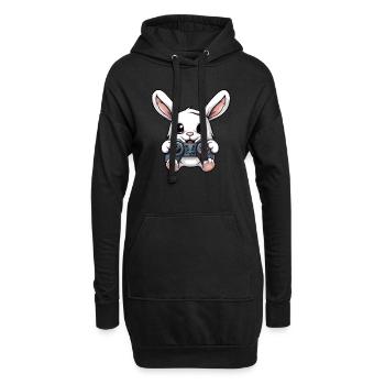Süßer Kaninchenspieler Gaming Hasenliebhaber - Hoodie-Kleid - Schwarz - Vorne