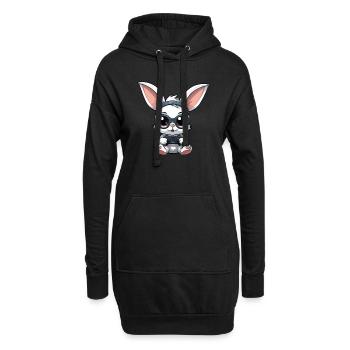 Süßer Kaninchenspieler Gaming Hasenliebhaber - Hoodie-Kleid - Schwarz - Vorne