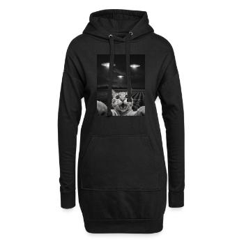 Lustiges Katzen Selfie Vor UFOs Katze UFO - Hoodie-Kleid - Schwarz - Vorne