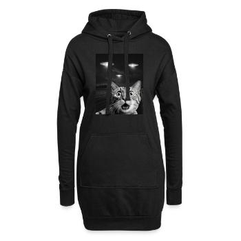 Lustiges Katzen Selfie Vor UFOs Katze UFO - Hoodie-Kleid - Schwarz - Vorne