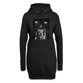Selfie drôle de raton laveur devant des ovnis Raton laveur OVNI - Sweat-shirt à capuche long Femme - noir - Devant