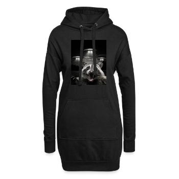 Selfie drôle de raton laveur devant des ovnis Raton laveur OVNI - Sweat-shirt à capuche long Femme - noir - Devant