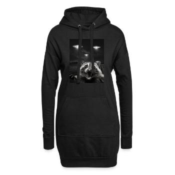Selfie drôle de raton laveur devant des ovnis Raton laveur OVNI - Sweat-shirt à capuche long Femme - noir - Devant