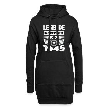 Novembre 1945 Légende depuis 78 ans Homme Femme - Sweat-shirt à capuche long Femme - noir - Devant