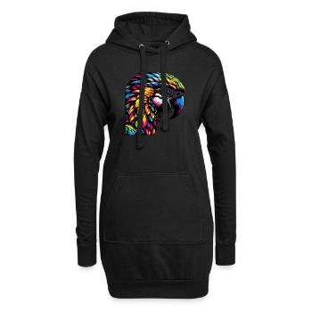 Papagei Ara - Hoodie-Kleid - Schwarz - Vorne