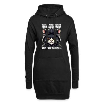 Shoving would be great sarcastic cat lover - Hoodie Dress - black - Front