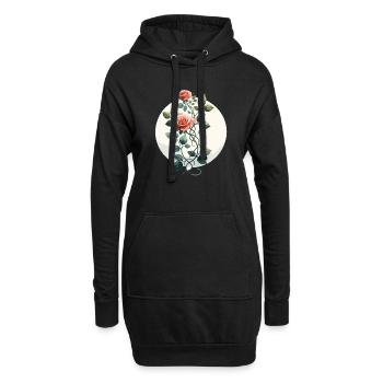 Rose Vine Drawn - Hoodie Dress - black - Front