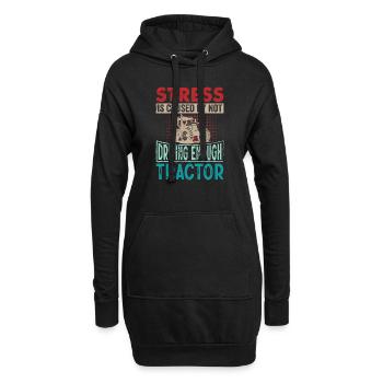 Retro Traktor Erntezeit - Stress Spruch Englisch - Hoodie-Kleid - Schwarz - Vorne