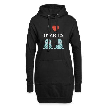 Animal mignon humour otarie - Sweat-shirt à capuche long Femme - noir - Devant