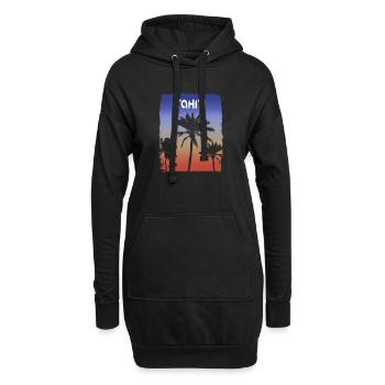 Tahiti Polynésie Coucher De Soleil Vacances Souvenir Palm - Sweat-shirt à capuche long Femme - noir - Devant