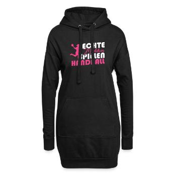 Echte Mädchen spielen Handball - Hoodie-Kleid - Schwarz - Vorne