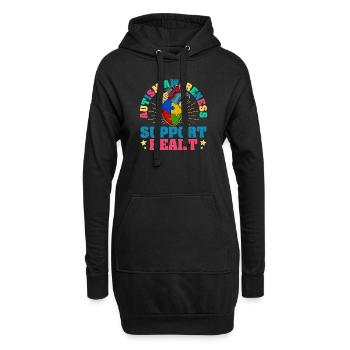 Sensibilisation à l’autisme, soutien cardiaque, cœur - Sweat-shirt à capuche long Femme - noir - Devant
