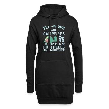 Camping Flip Flops Camper Natur Outdoor - Hoodie-Kleid - Schwarz - Vorne
