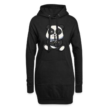 Anime Kawaii Bubble Tea Trinken Panda Bär Hand D - Hoodie-Kleid - Schwarz - Vorne