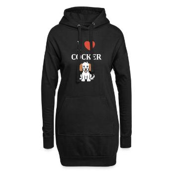 Humour Chien cocker - Sweat-shirt à capuche long Femme - noir - Devant