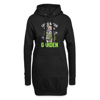 La vie est meilleure dans le jardin Pot tête plante drôle - Sweat-shirt à capuche long Femme - noir - Devant