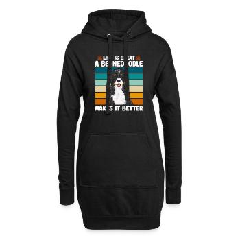 Chien Bernedoodle - Sweat-shirt à capuche long Femme - noir - Devant